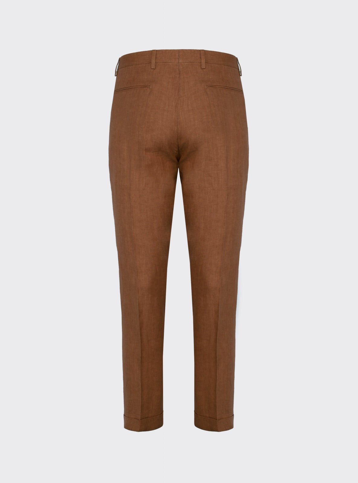 Pantalón Angelo de Lino Tabaco – detalle – Scarano Napoli #Color_Tabaco