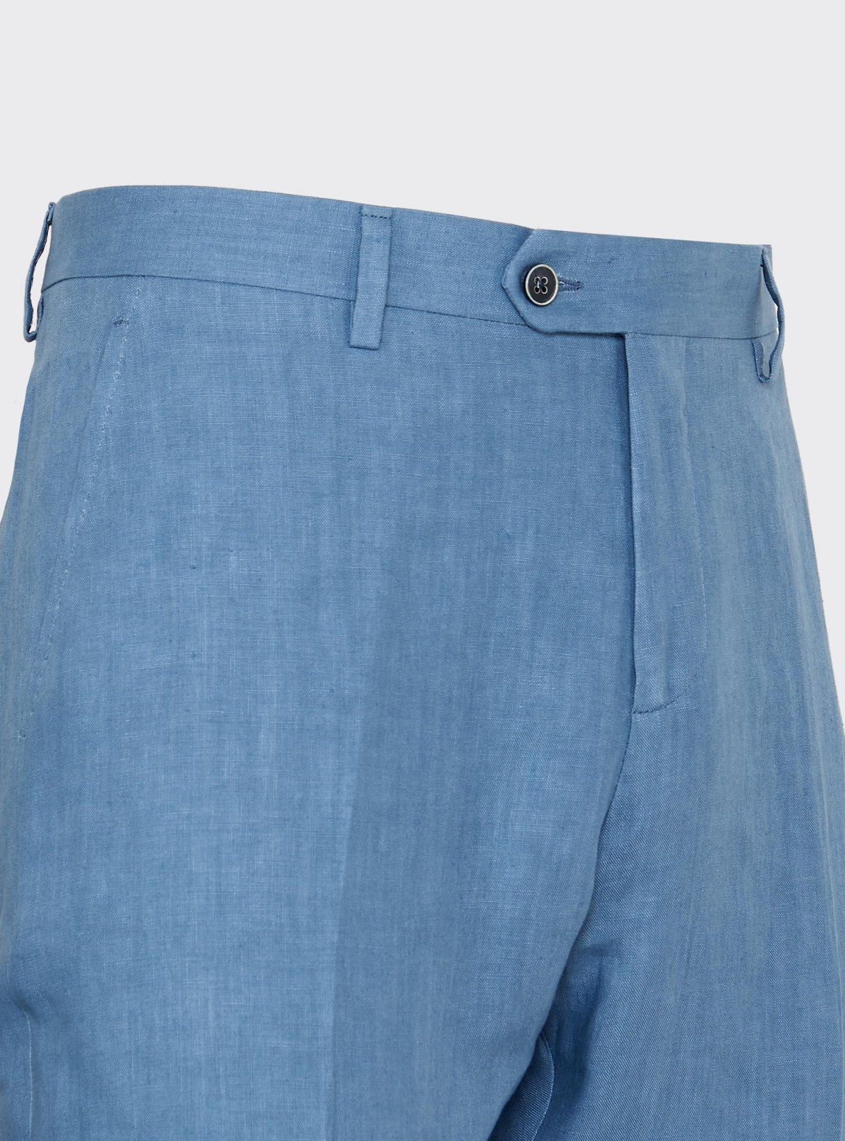 Pantalón Angelo de Lino Azul Cielo – detalle – Scarano Napoli #Color_Azul Cielo