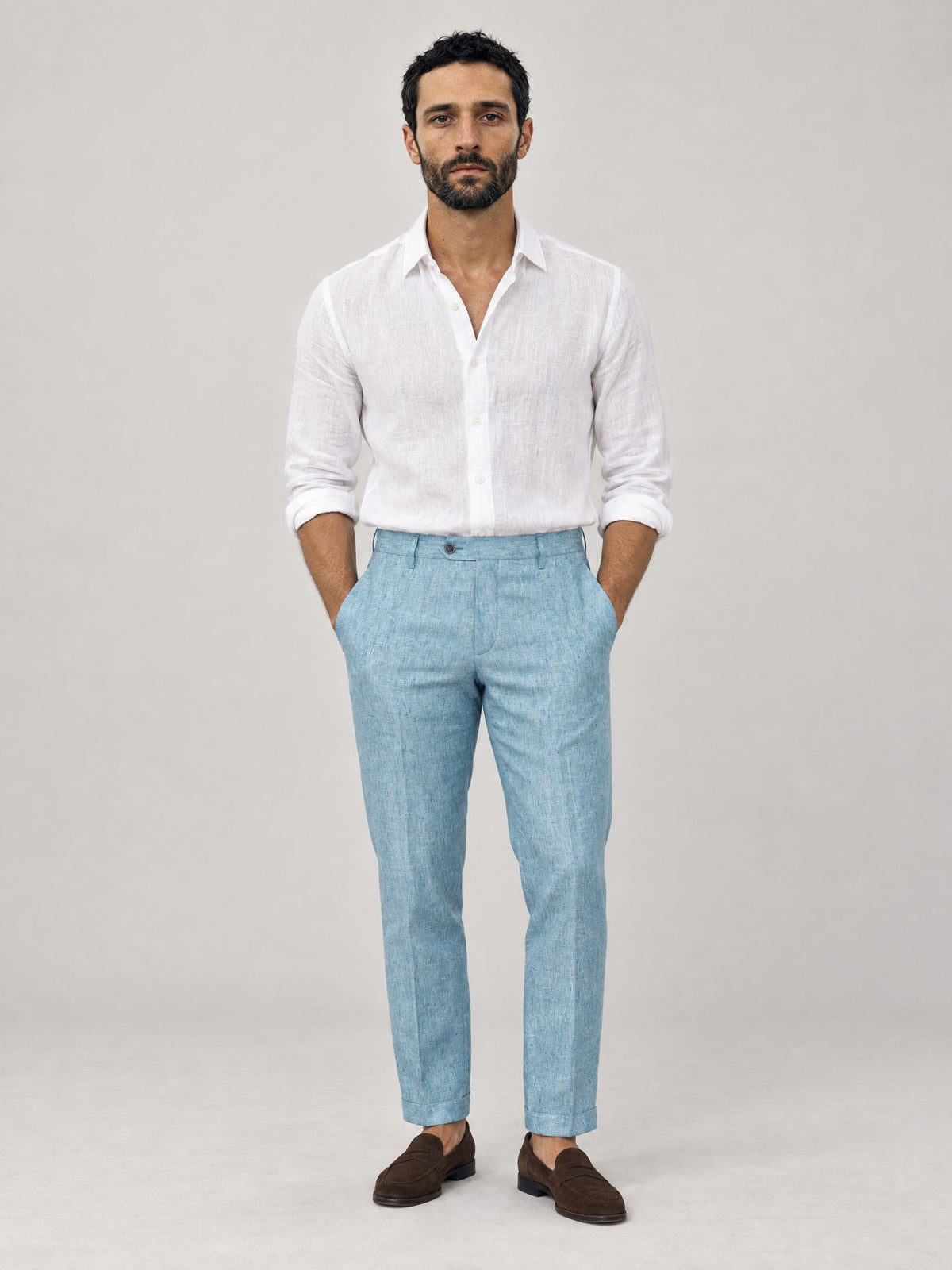 Marco lleva Pantalón Angelo de Lino Verde Agua – Scarano Napoli #Color_Verde Agua