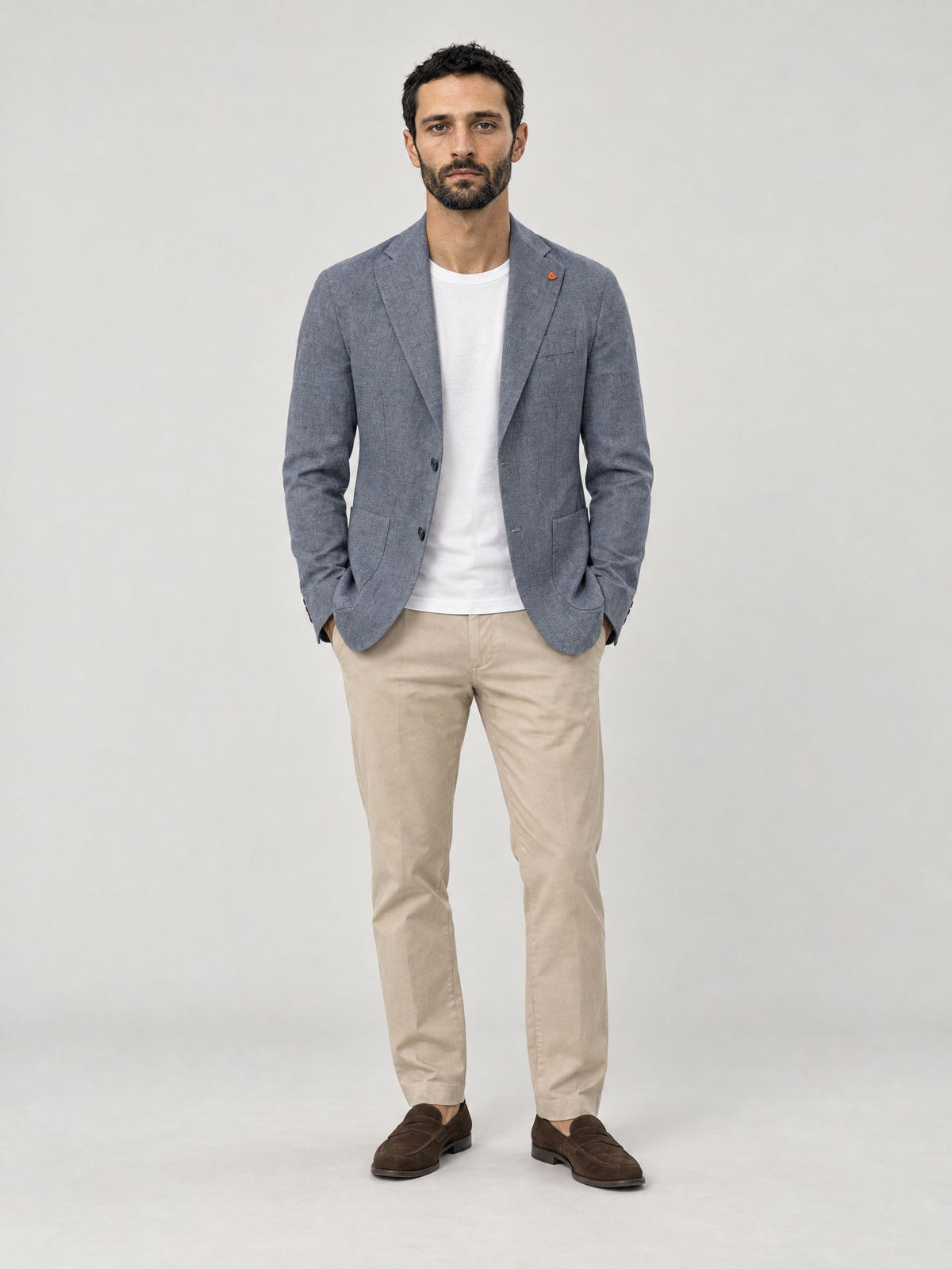 Marco wears Seersucker Jacket Light Blue – Scarano Napoli #Colour_Light Blue