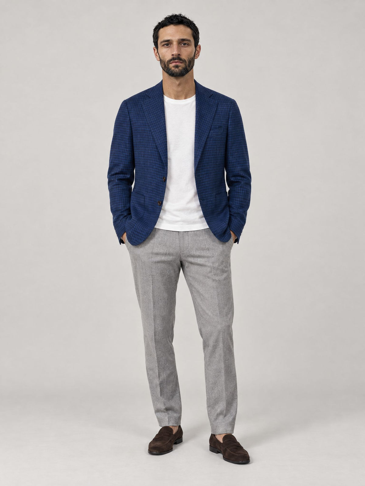 Marco wears Check Jacket Blue – Scarano Napoli #Colour_Blue