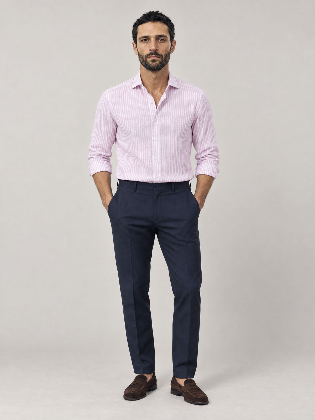 Marco indossa Camicia di Lino a Righe Rosa – Scarano Napoli #Colore_Rosa