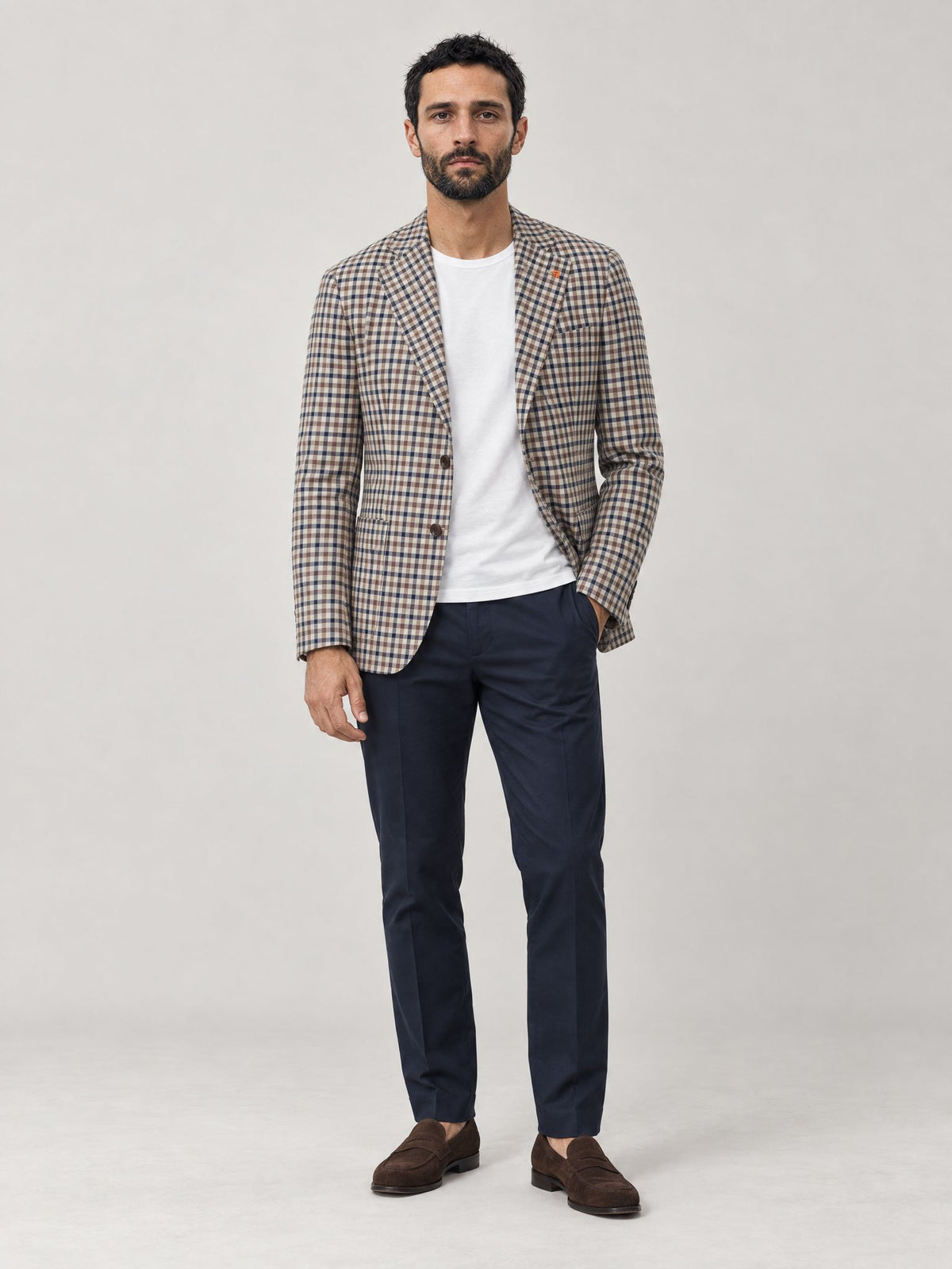 Marco indossa Giacca Check Beige – Scarano Napoli #Colore_Beige