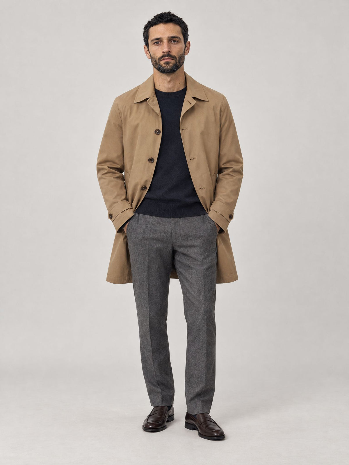 Marco wears Cotton Trench Coat Beige – Scarano Napoli #Colour_Beige
