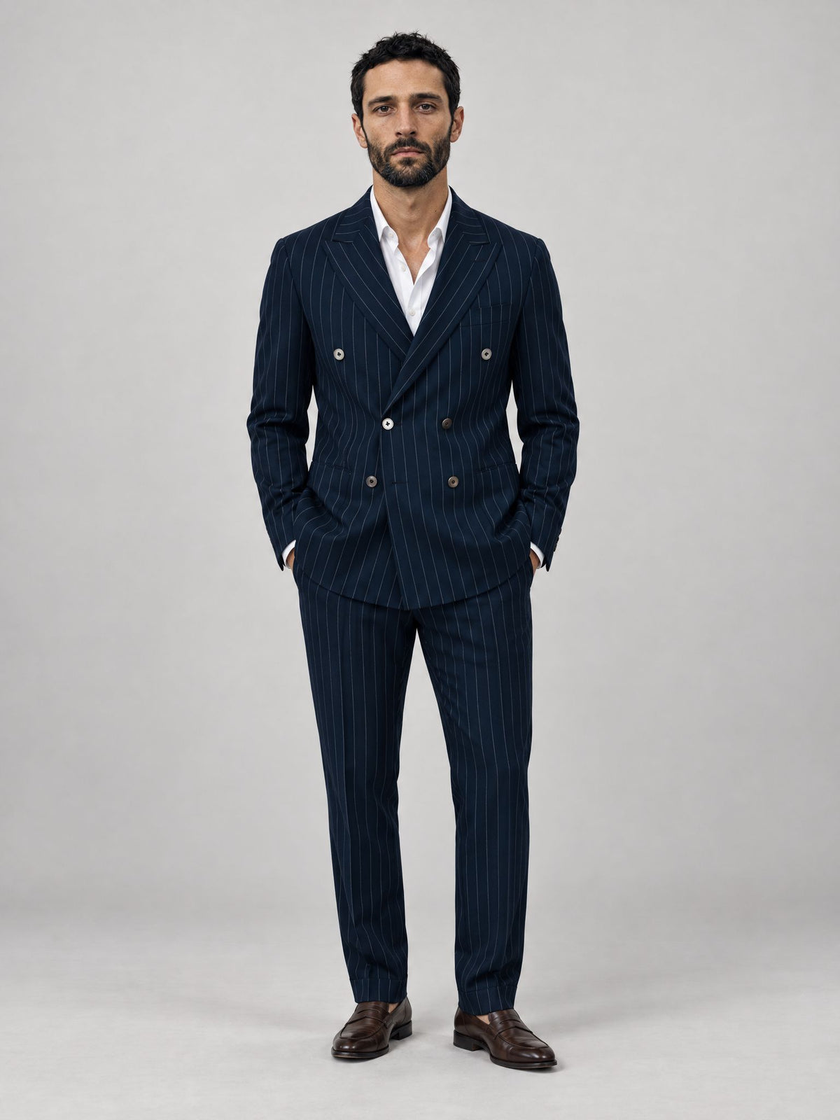Marco wears Tropea Pinstripe Suit Blue – Scarano Napoli #Colour_Blue