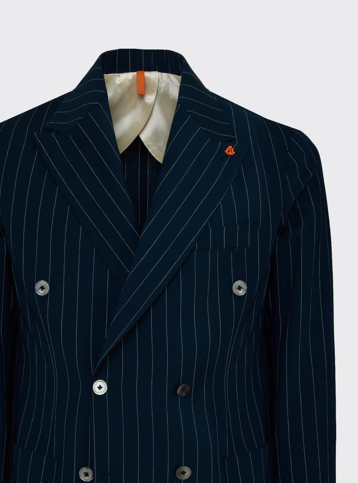 Traje Tropea de Raya Diplomática Azul – detalle – Scarano Napoli #Color_Azul