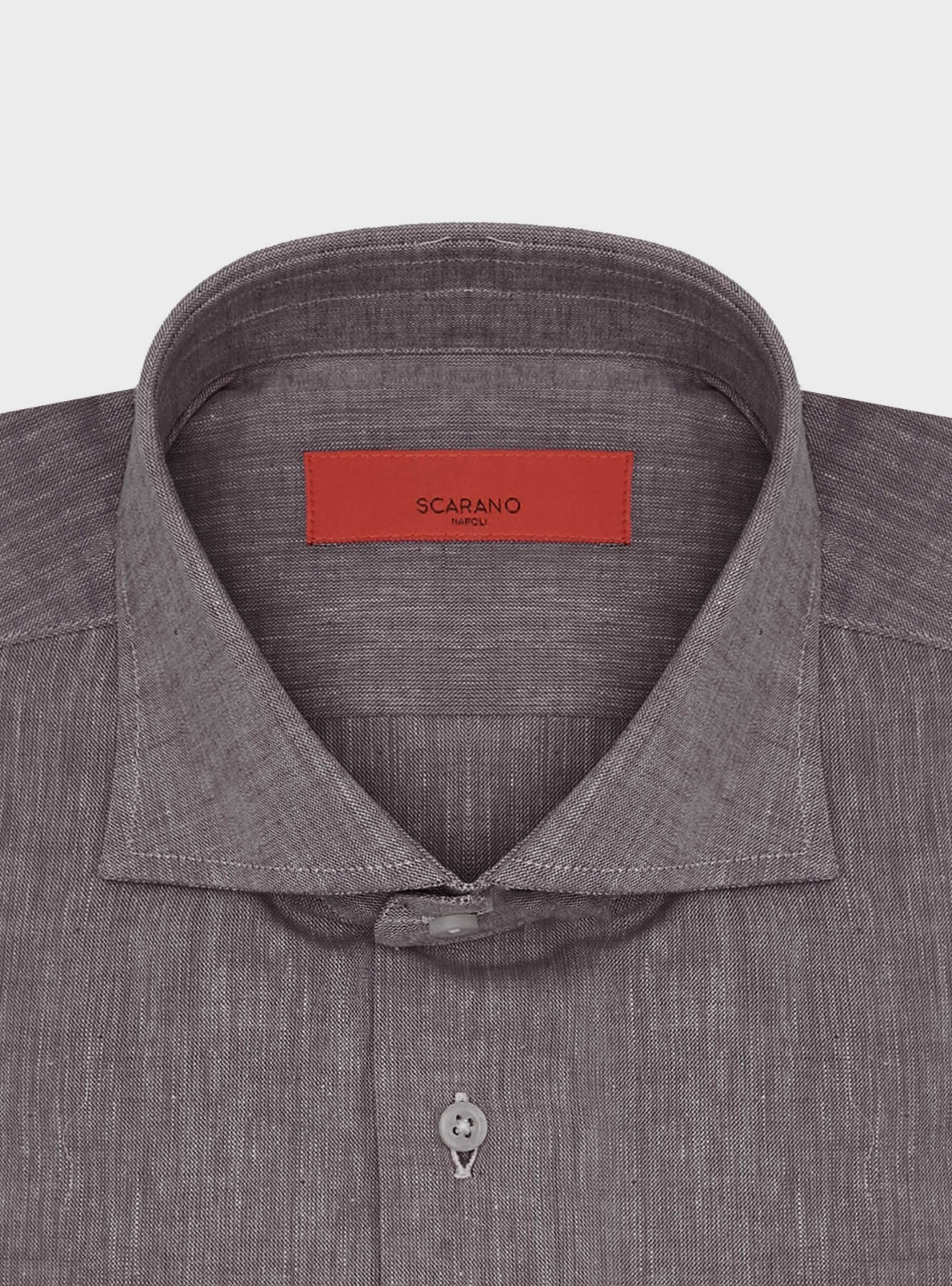 Camisa de Lino Topo – detalle – Scarano Napoli #Color_Topo
