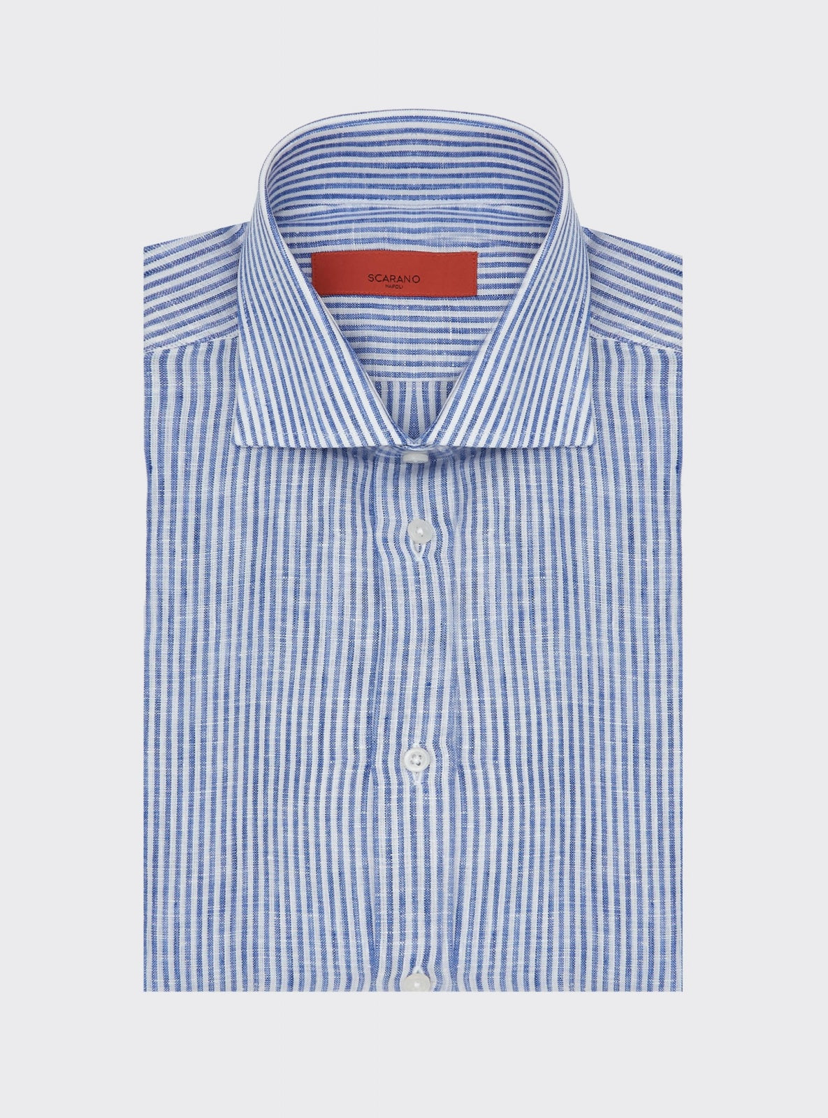 Camicia di Lino a Righe Blu – Scarano Napoli #Colore_Blu