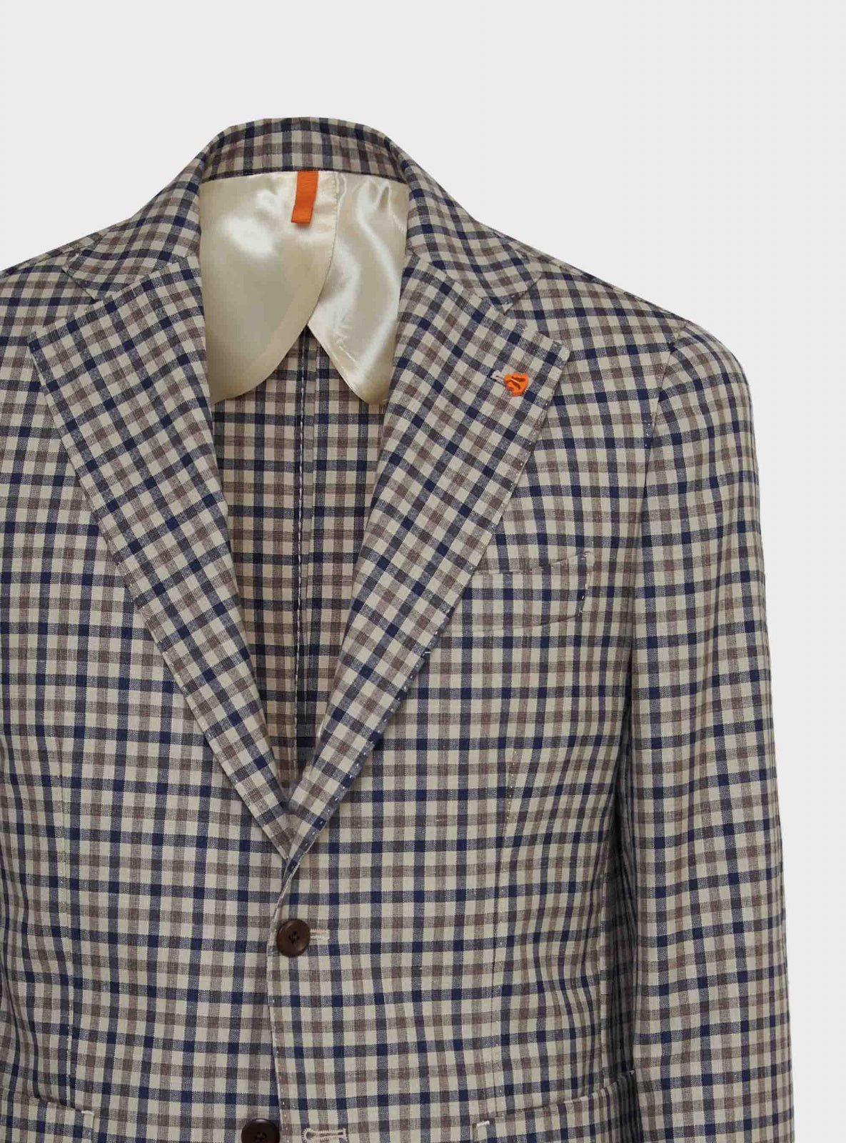 Check Jacket Beige – detail – Scarano Napoli #Colour_Beige