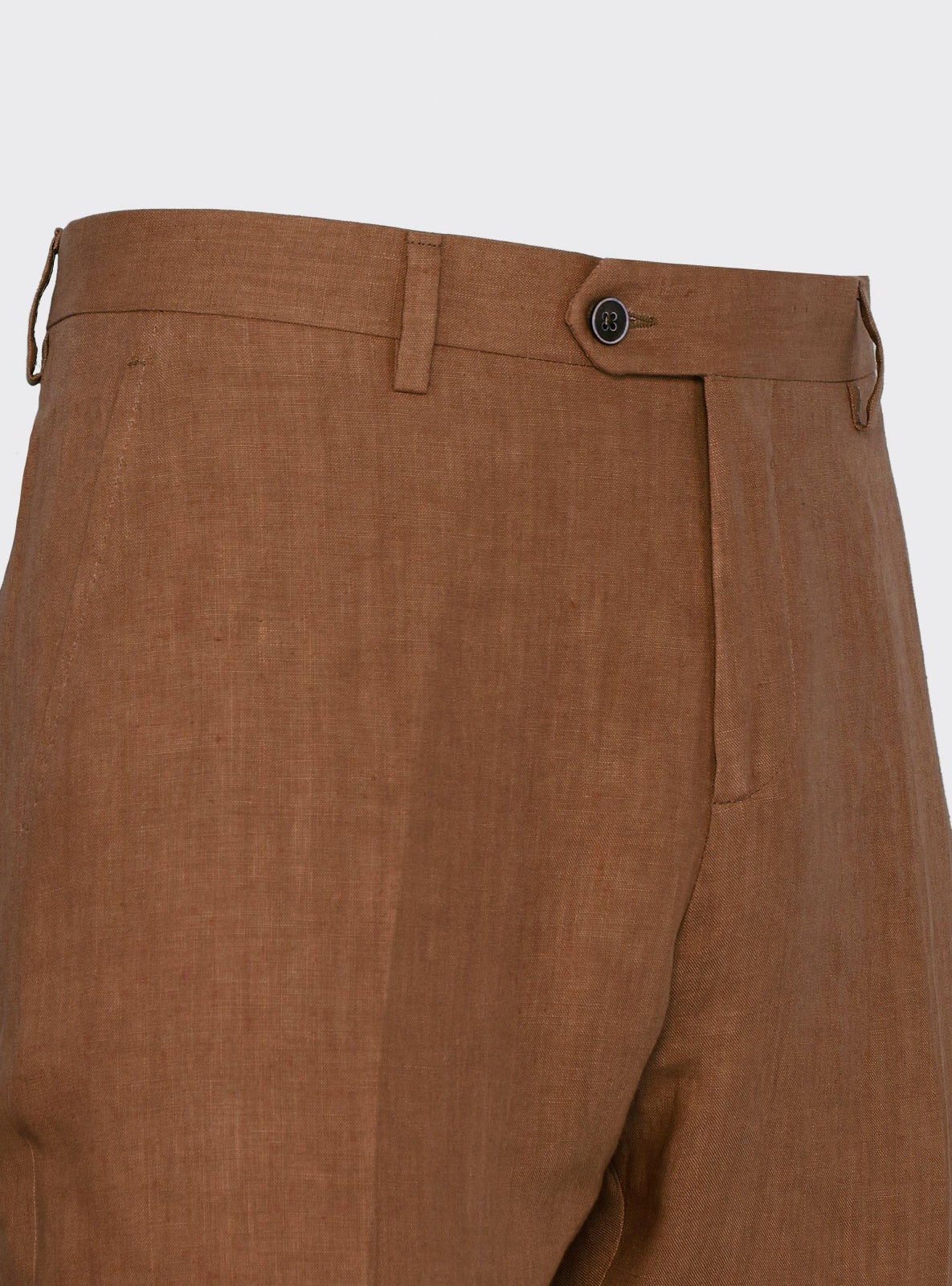 Pantalón Angelo de Lino Tabaco – detalle – Scarano Napoli #Color_Tabaco
