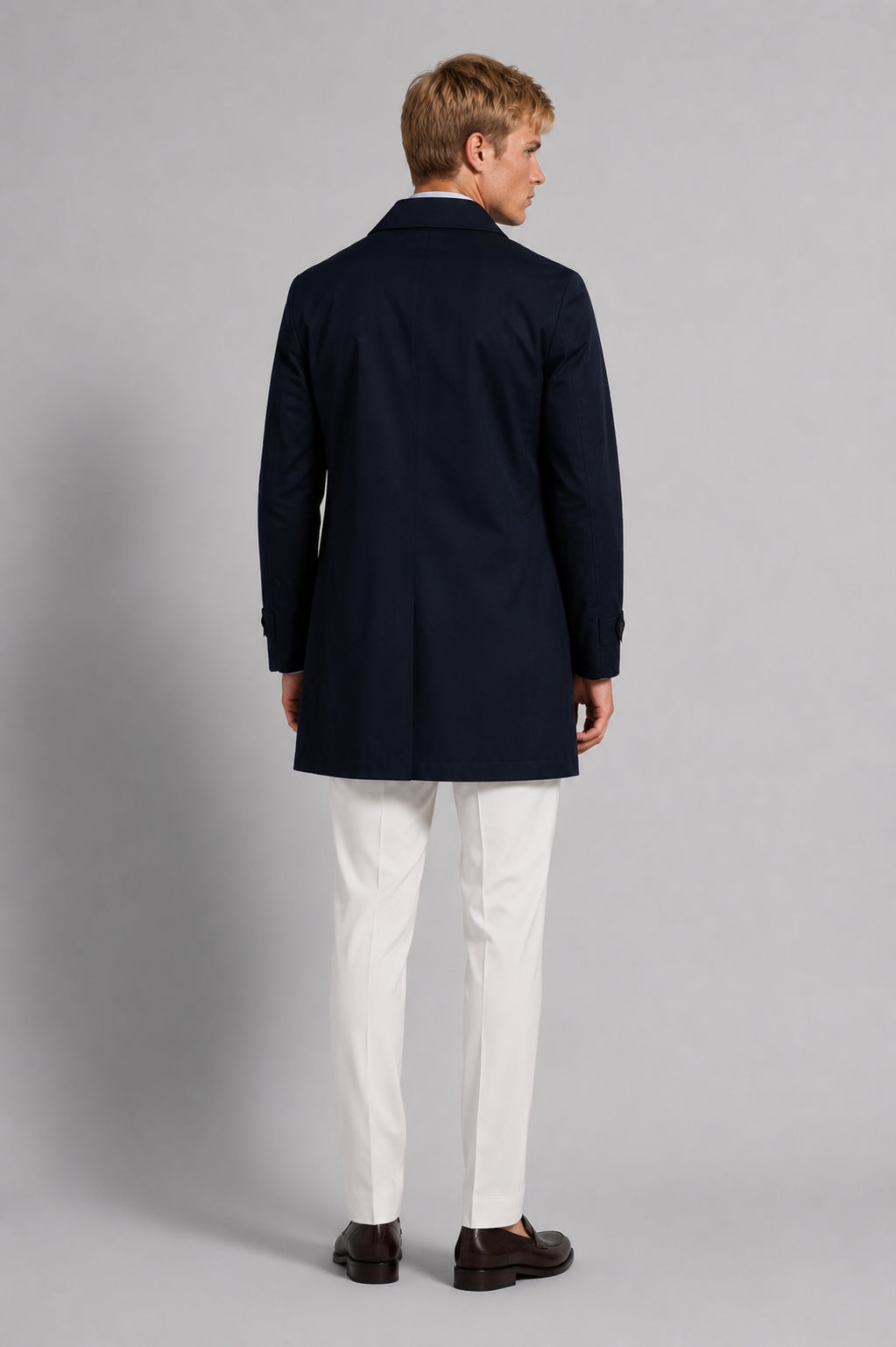 Trench Cotone Blu – dettaglio – Scarano Napoli #Colore_Blu
