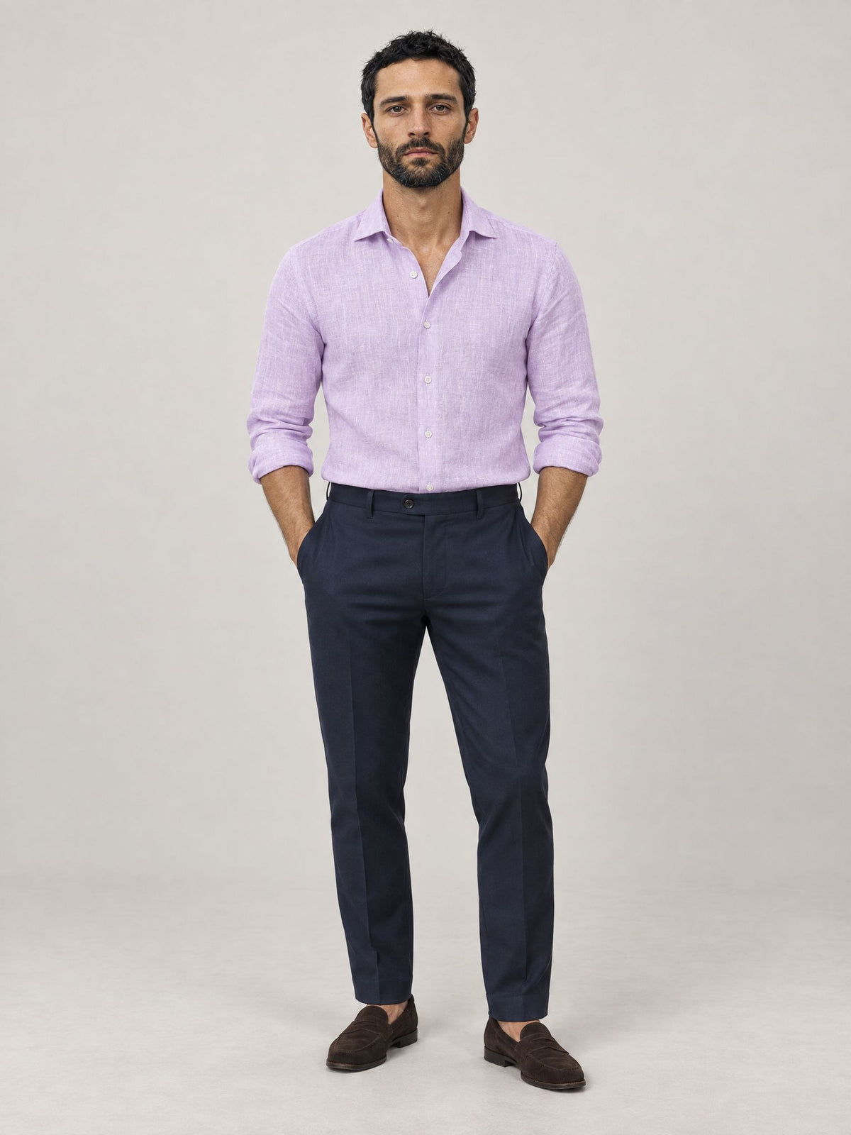 Marco lleva Camisa de Lino Lila – Scarano Napoli #Color_Lila