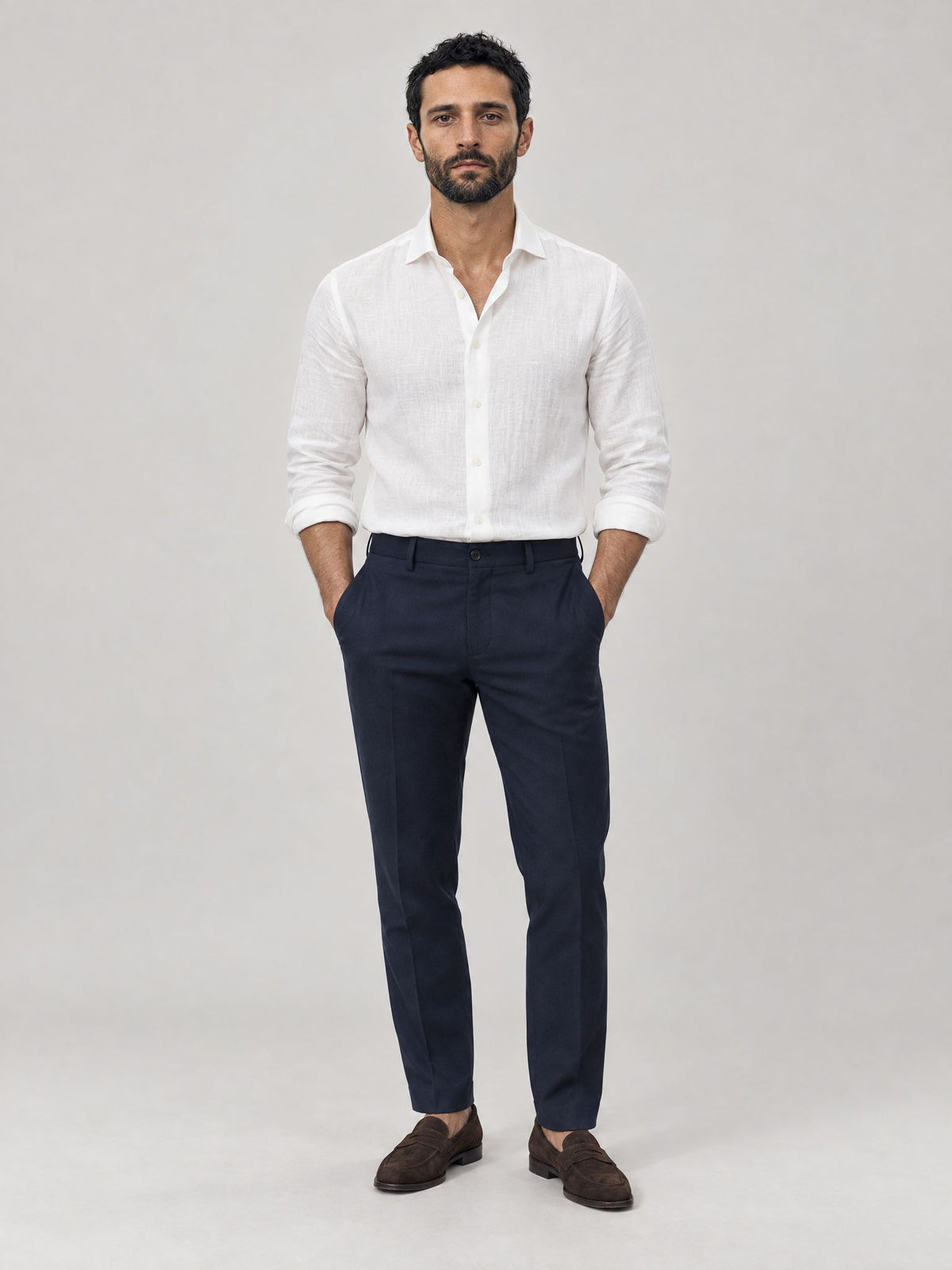 Marco lleva Camisa de Lino Blanco – Scarano Napoli #Color_Blanco