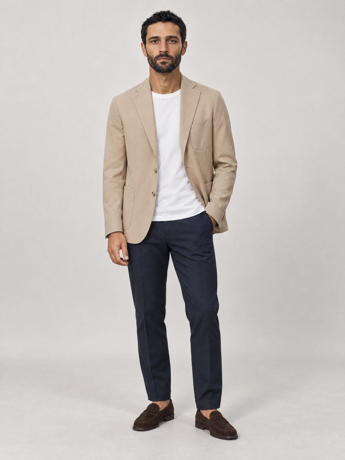 Marco indossa Giacca in Jersey Beige Scuro – Scarano Napoli #Colore_Beige Scuro