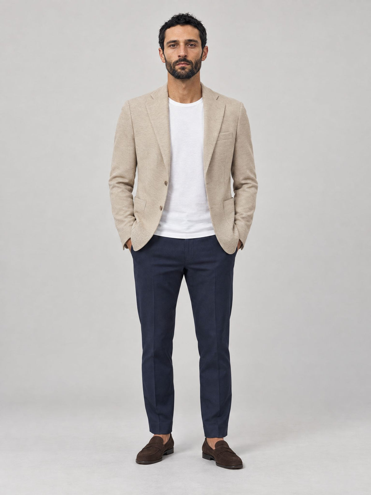 Marco indossa Giacca Sfera in Jersey Beige – Scarano Napoli #Colore_Beige