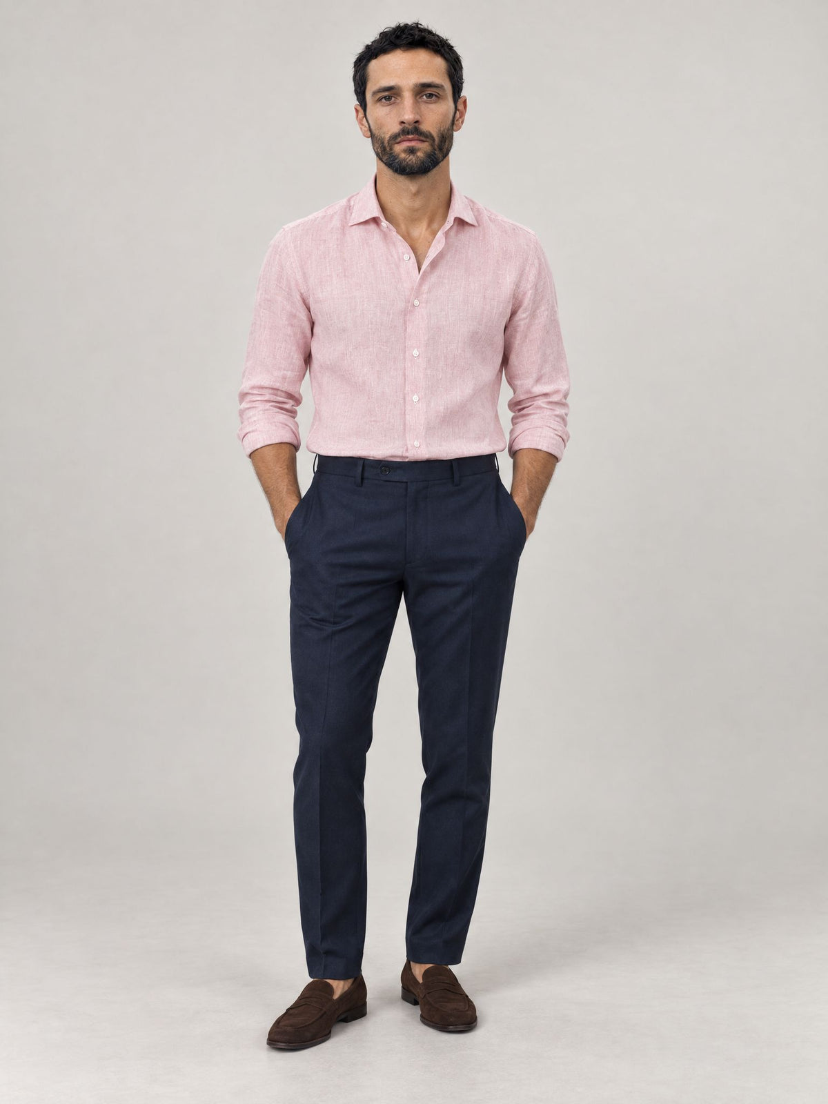 Marco lleva Camisa de Lino Rosa – Scarano Napoli #Color_Rosa